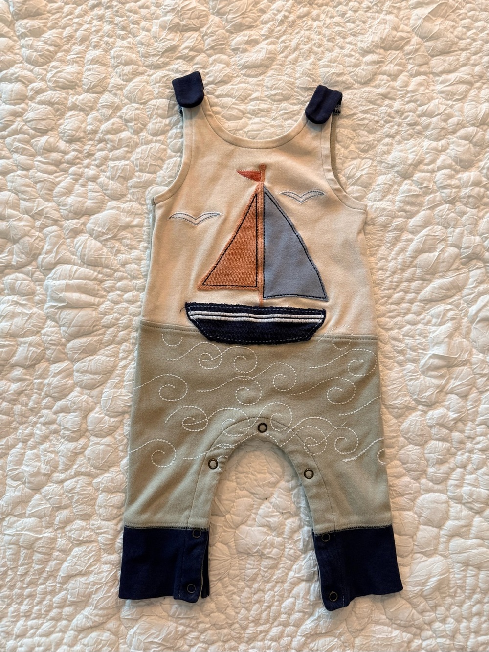 L’oved Baby Sailboat Appliqué Romper
